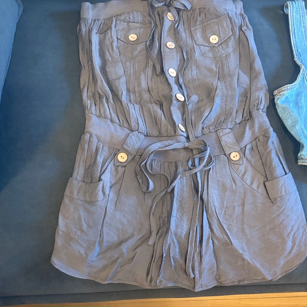 Mine Gray Button-Up Mini Dress